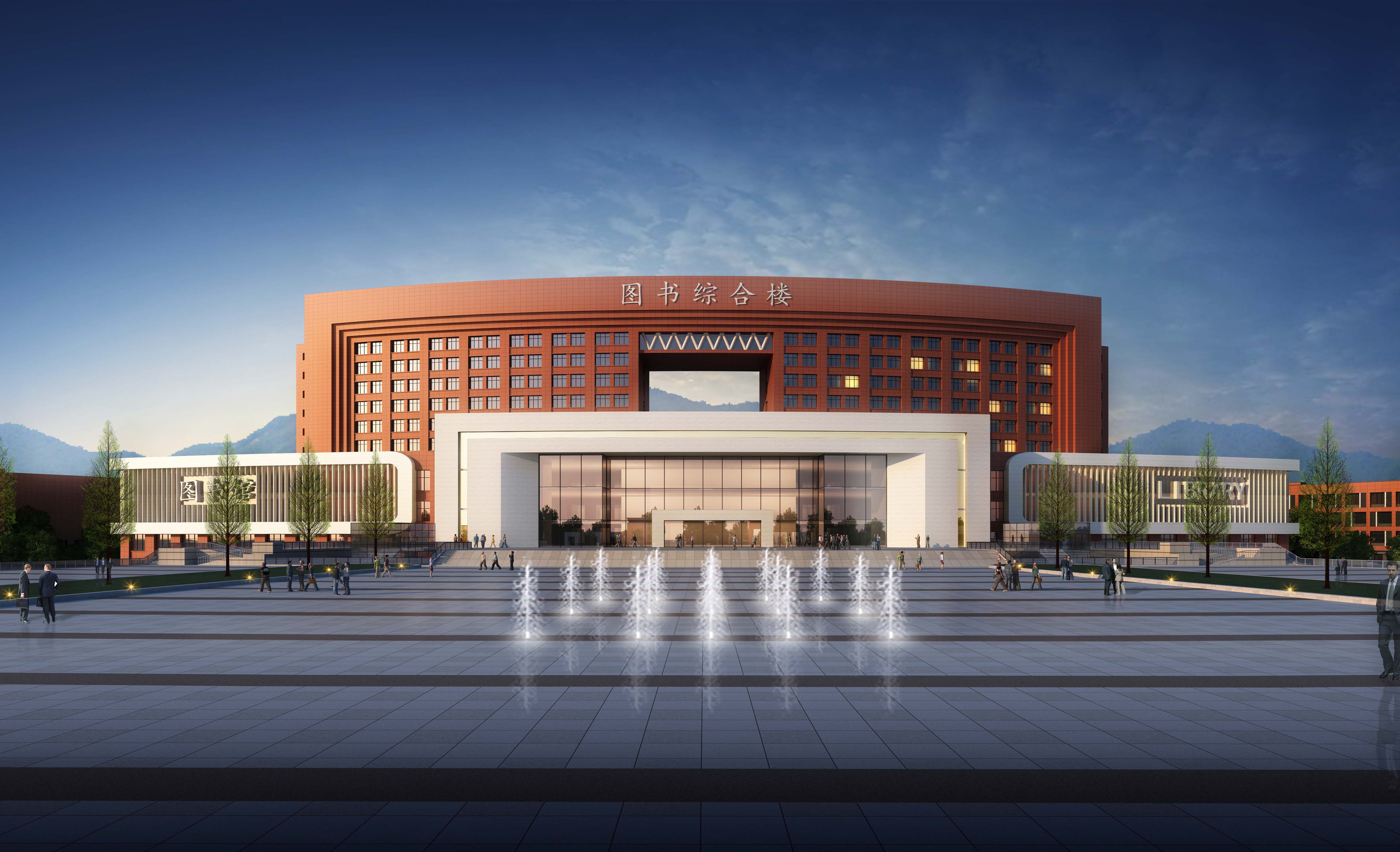 图书综合楼透视效果图